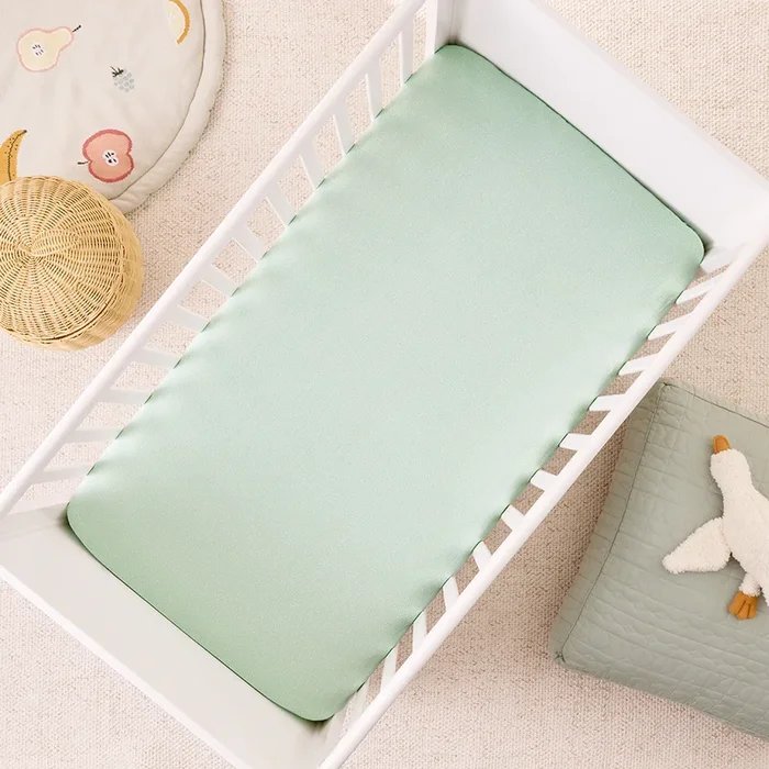 Mini Spot Sage Jersey Fitted Sheet 2pk