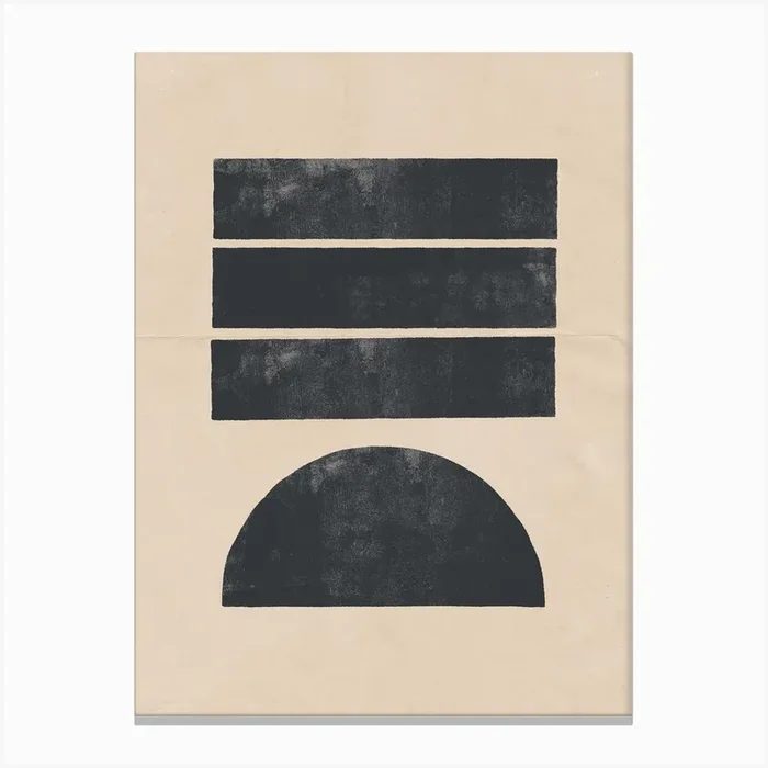 Minimal Abstract Blockprint Moon Sun Sky Water 02 Canvas Print by The Printable Studio