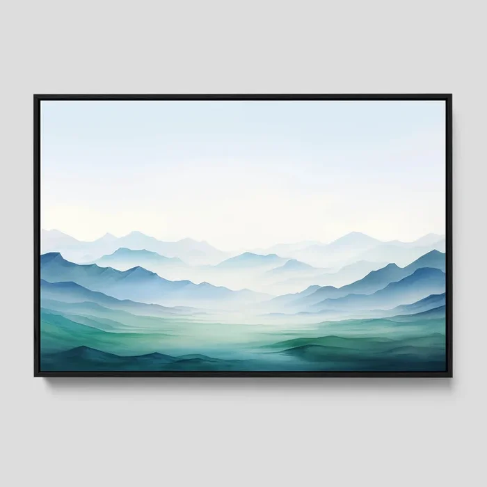 Minimalist Nature Wall Art – Blue Green Landscape Print
