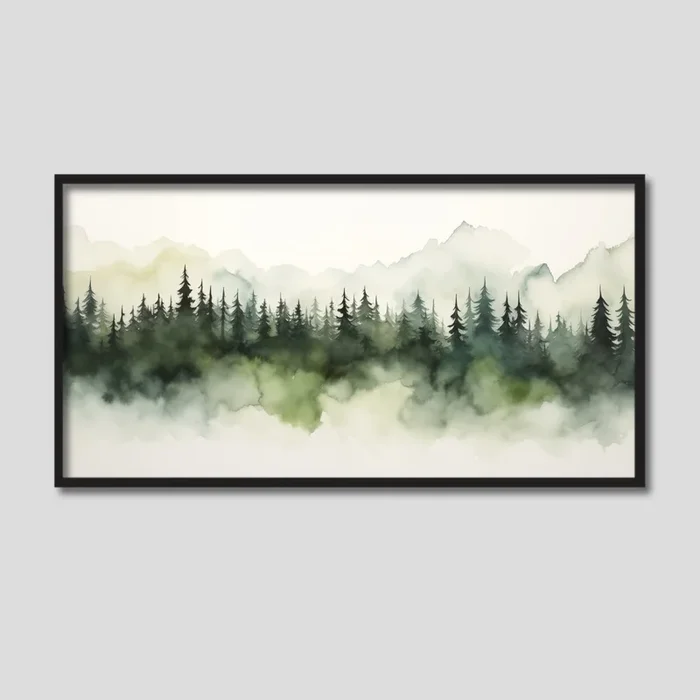 Modern Watercolor Green Forest Nature Art