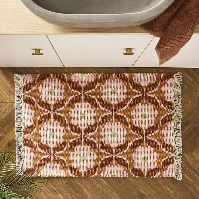Monte Retro Floral Rust Indoor Mat