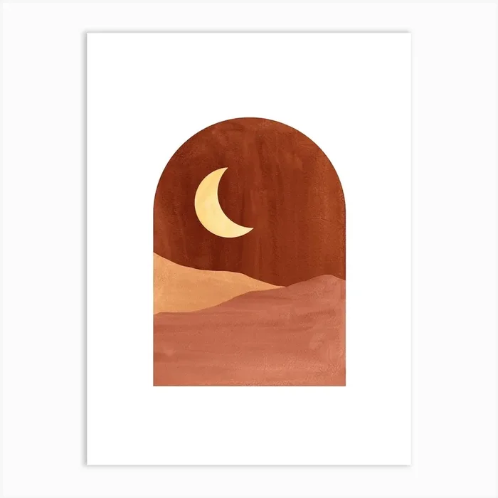 Moon and desert, terracotta landscape Art Print by Whale’s Way