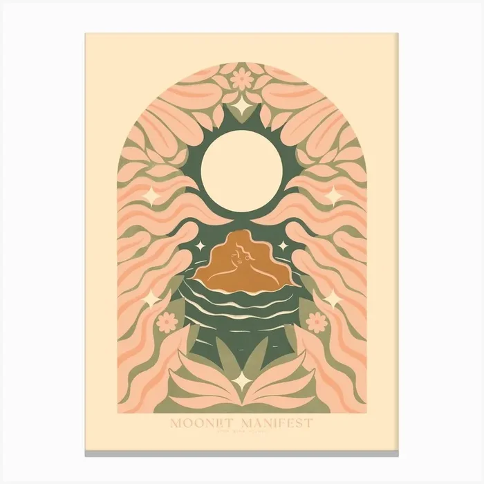 Moonlit Manifest Wellness And Mindful Canvas Print by Nima Nima Studio