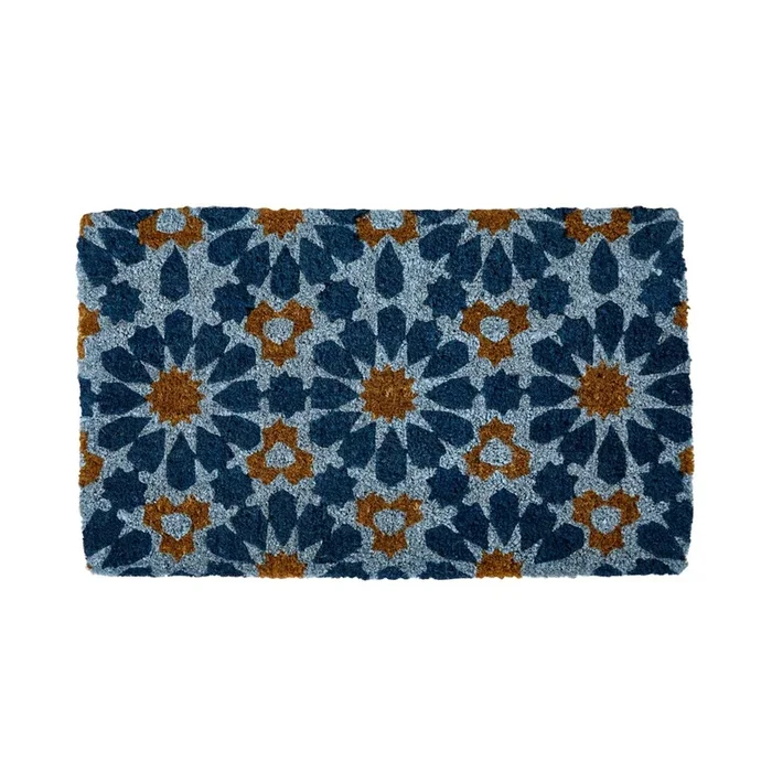Moroccan Blue Tile Coir Doormat
