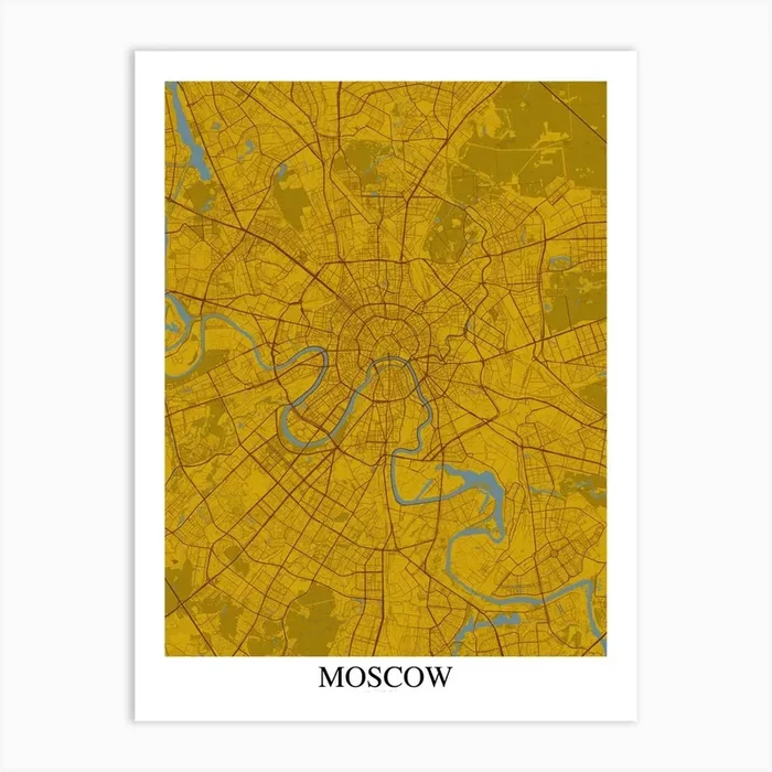 Moscow Yellow Blue Art Print by Mapply