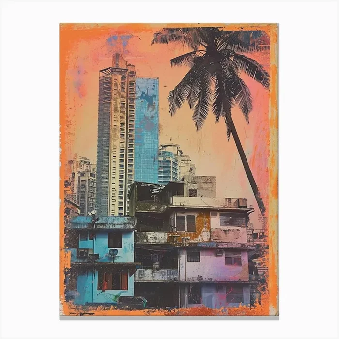 Mumbai Retro Polaroid Inspired 1 Canvas Print by Bubblegum Kitsch