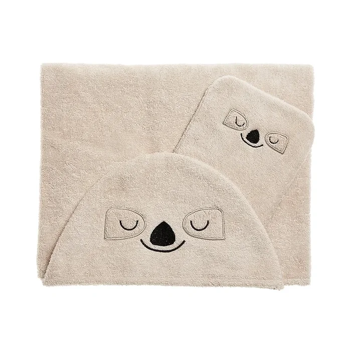 Natural Sloth Hooded Towel & Wash Mitt Set