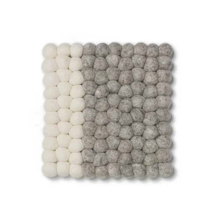 Nepalese Wool Square Trivet Light Grey & White