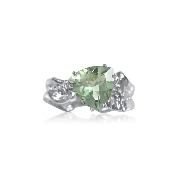 Nesting Songbird Ring – Green Amethyst