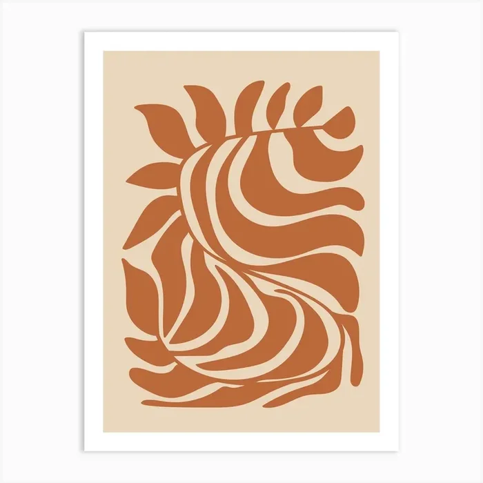 Neutral Abstract Leaves Art Print by Palmito
