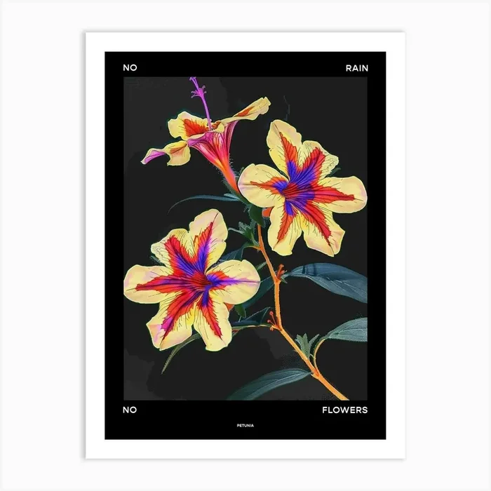 No Rain No Flowers Poster Petunia 1 Art Print by Botanic Studio