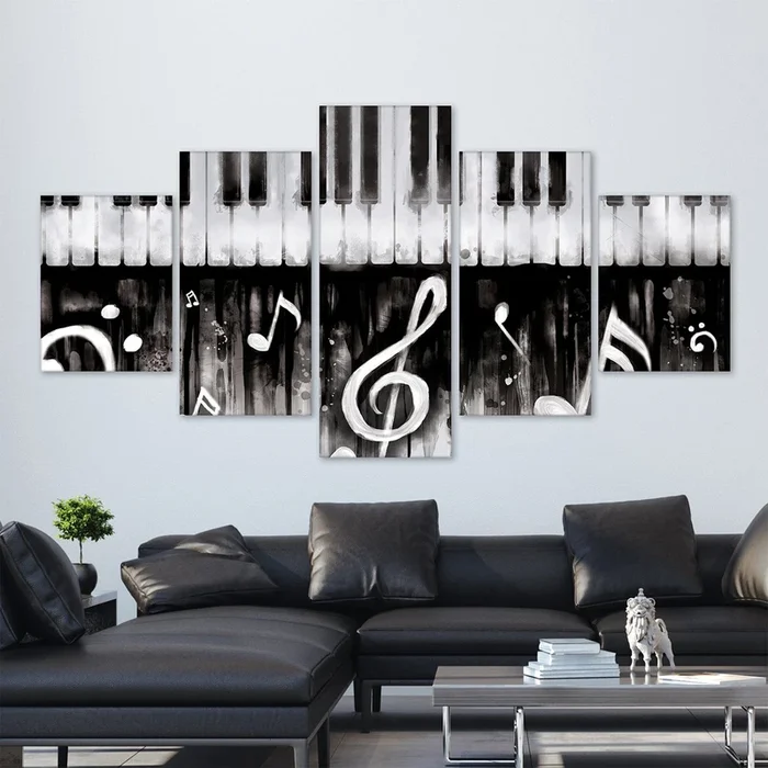 Noir Piano Canvas – 5 Panel