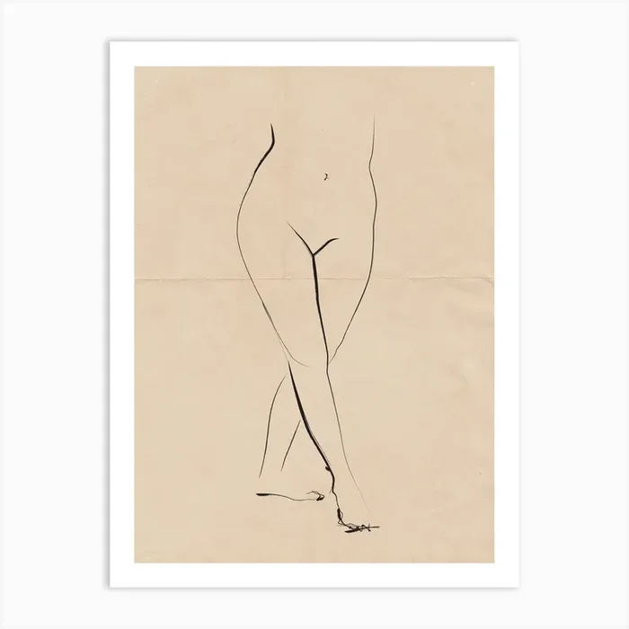 Nude On Vintage Paper 02 Art Print by The Printable Studio
