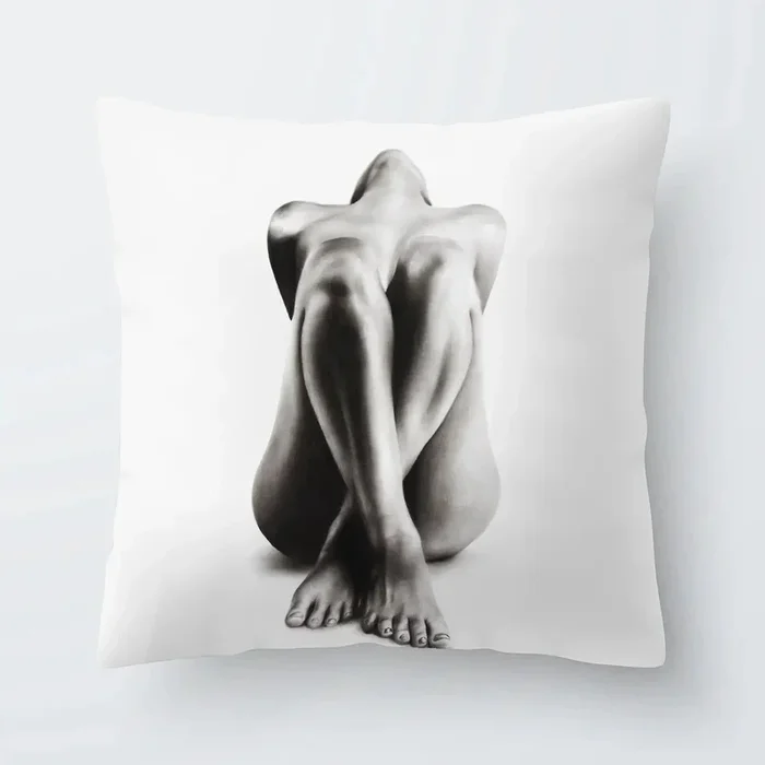 Nude Woman Charcoal Study Cushion