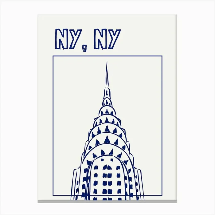 NY NY Blue Print Canvas PrintM by MRHWALLPRINTS