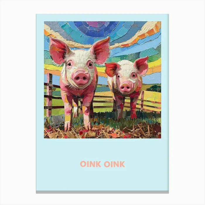 Oink Oink Pig Rainbow Poster 2 Canvas Print by Bubblegum Kitsch