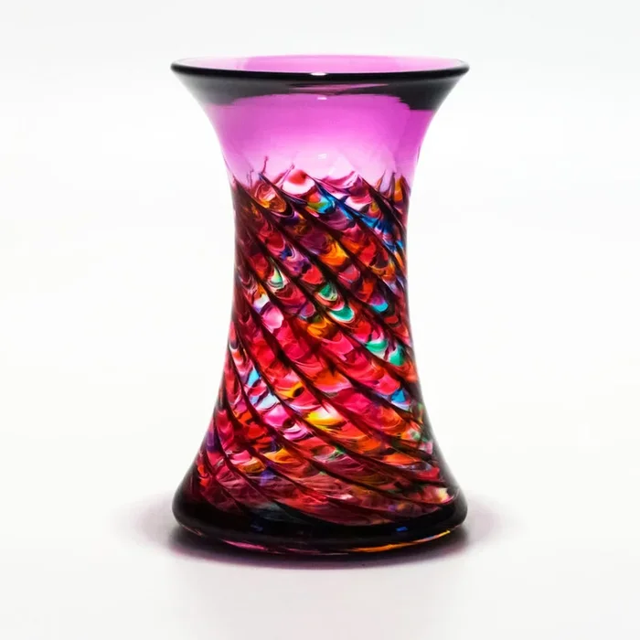 Optic Rib Cooling Tower Vase – Pink Multi with Violet