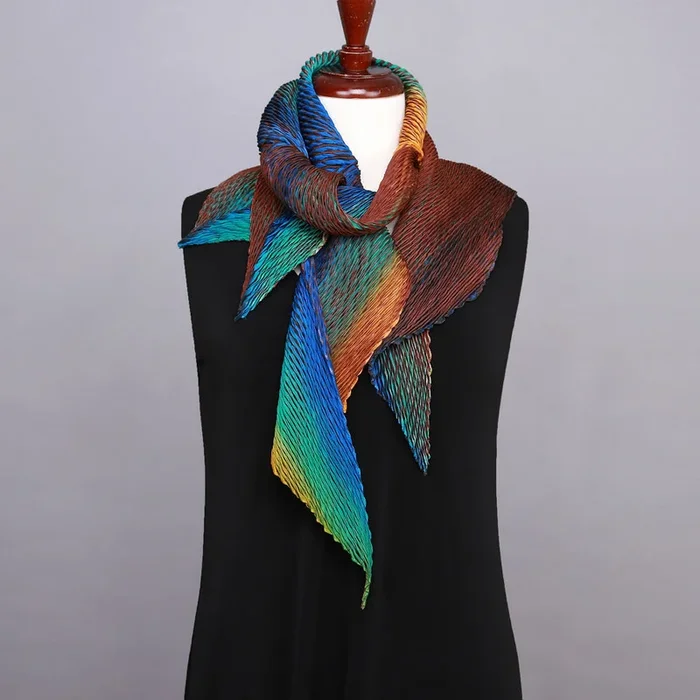 Orange & Teal Zigzag Shibori Scarf