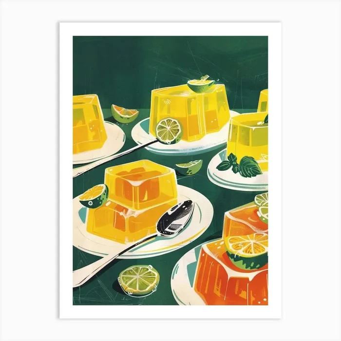 Orange Jelly Retro Advertisement Style 1 Art Print by Bubblegum Kitsch