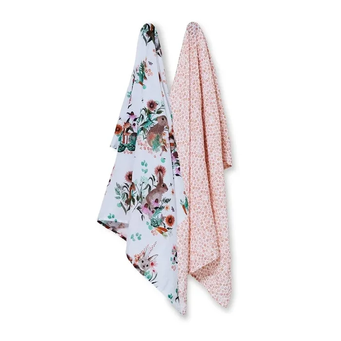 Organic Cotton Muslin Peach Bunny Swaddle Pack of 2