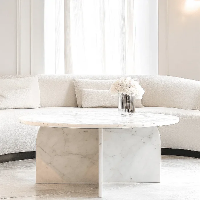 Osaka White Marble Round Coffee Table