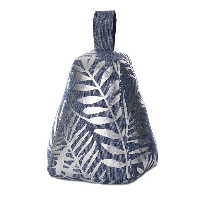 Palm Leaf Door Stop Blue & Silver