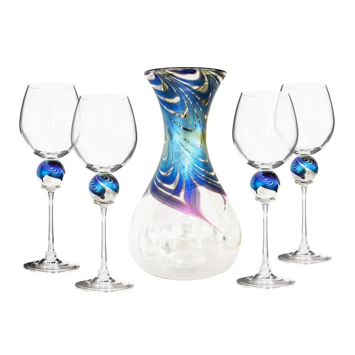 Peacock Decanter and Wine Glass Set – Decanter with 2 Wine Glasses
