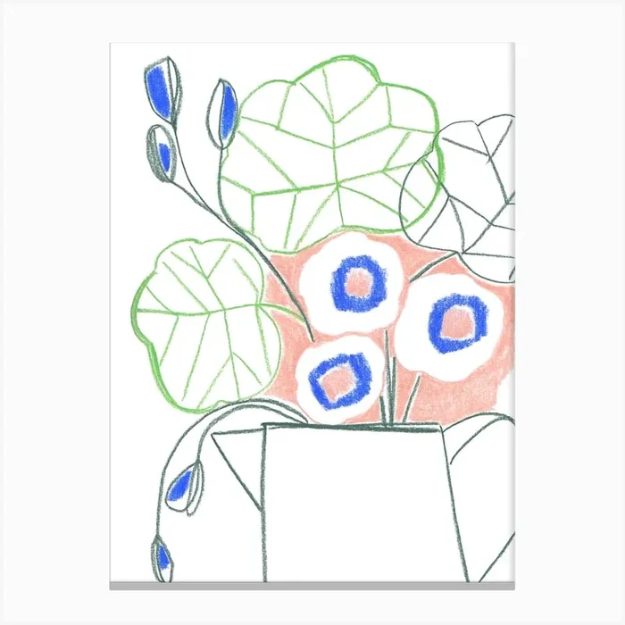 Pencil Flowers In Jug Canvas Print by Megan Carter