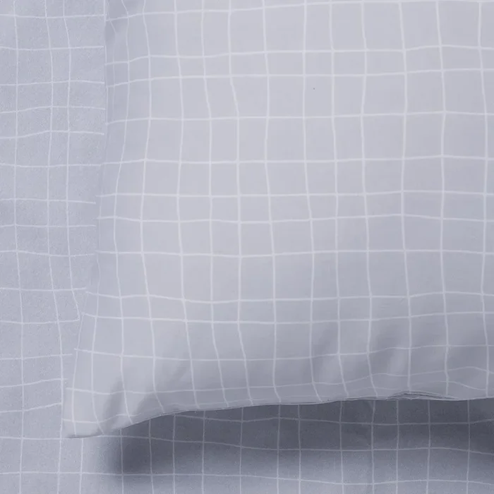 Perfect Percale Woble Check Silver Sheet Set