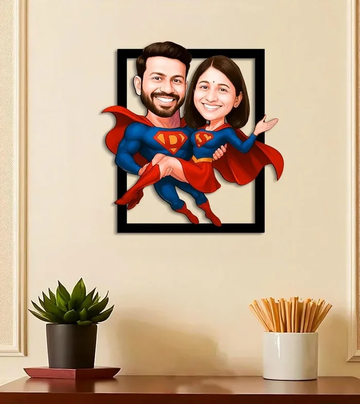 Personalized Gift for Friends, Brother, BFF, Boyfriend, Father Superhero Character Caricature Standee, Photo Frame Unique Design Customized Gift for Friends & Family
