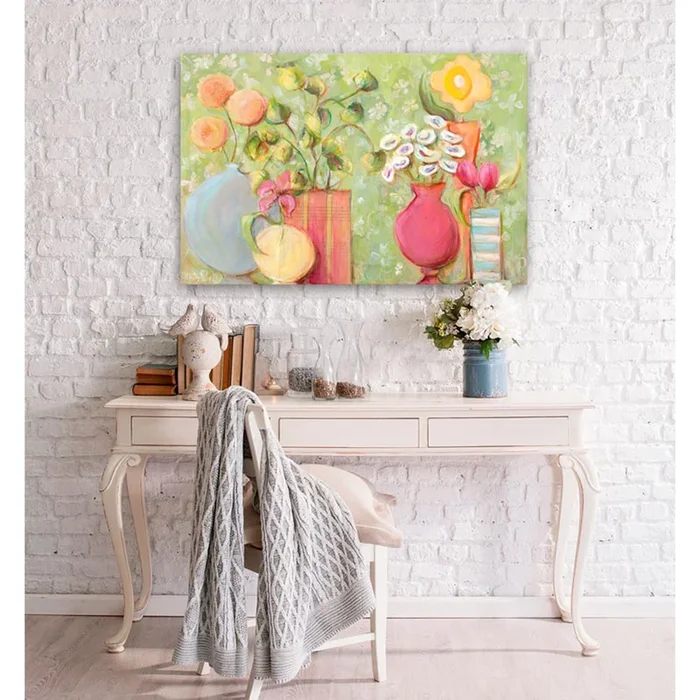 Petals on Green Apple Canvas Wall Art