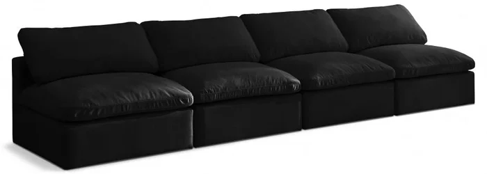 Plush 140 ” Velvet Upholstered Standard Comfort 4pc. Armless Modular Sofa