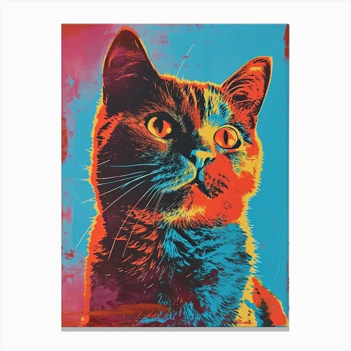 Polaroid Style Cat Portrait 1 Canvas Print by Bubblegum Kitsch
