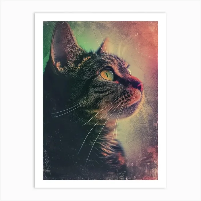 Polaroid Style Cat Portrait 3 Art Print by Bubblegum Kitsch