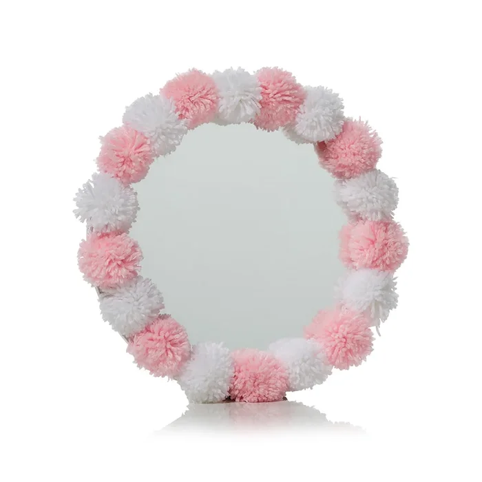 Pom Pom Mirror in Pink & White