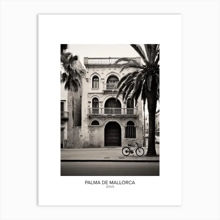 Poster Of Palma De Mallorca, Spain, Black And White Analogue Photography 3 Art Print by Monochrome Vistas
