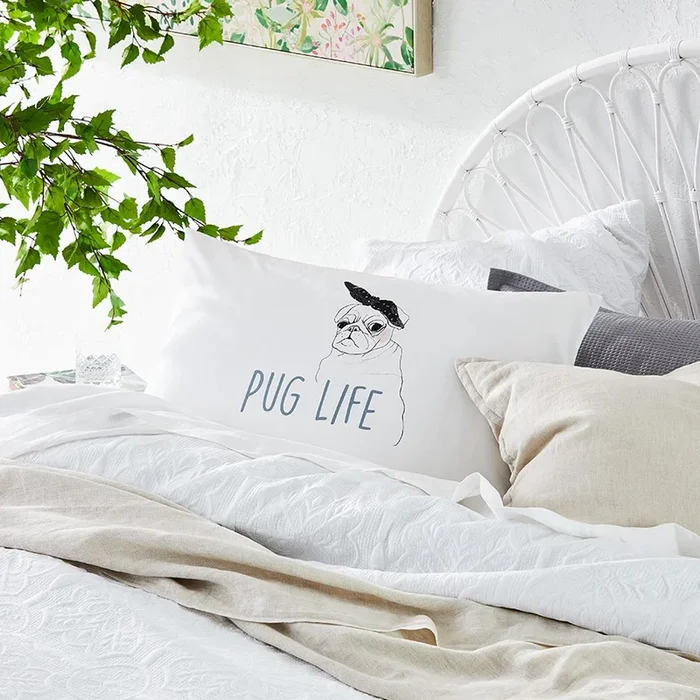 Pug Life Text Pillowcase