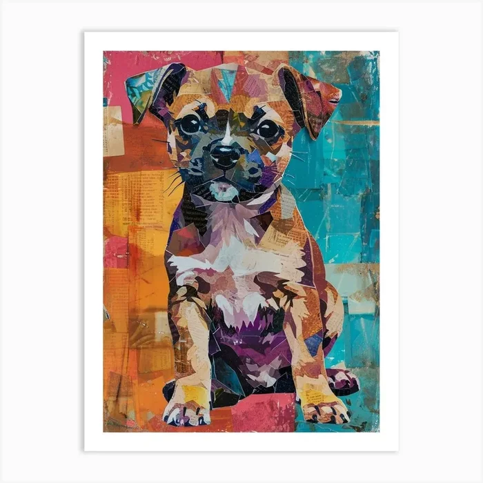 Puppy Kitsch Collage 2 Art Print by Bubblegum Kitsch
