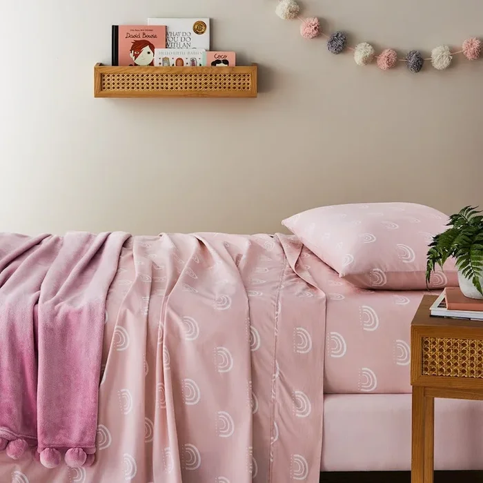 Rainbow Dreaming Organic Cotton Pink Sheet Set