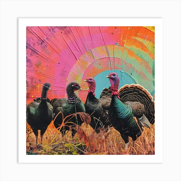 Rainbow Stripe Turkey 1 Art Print by Bubblegum Kitsch