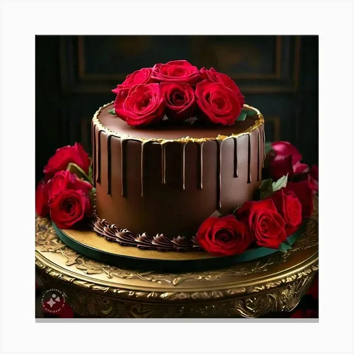 Red roses decore cake Canvas PrintM by Mushaimphotoghraphy
