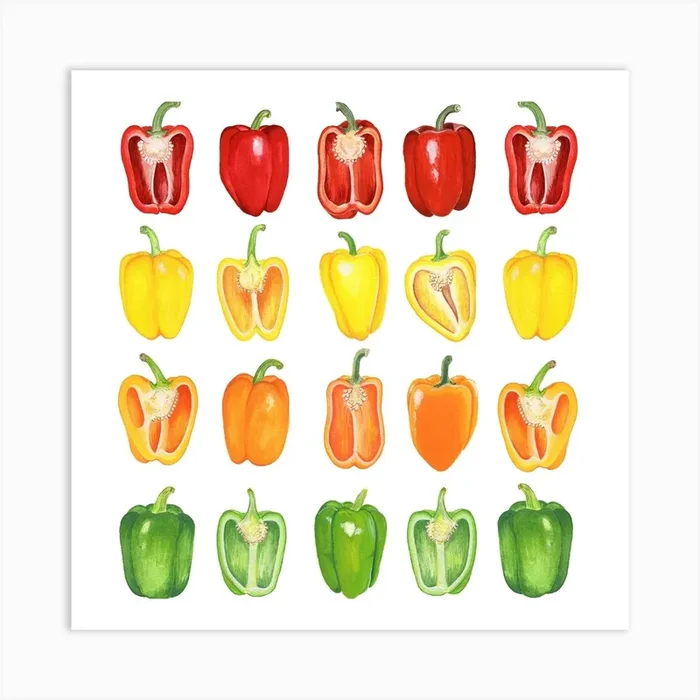 Repeat Pattern Pepper Square Art Print by Megan Wicks
