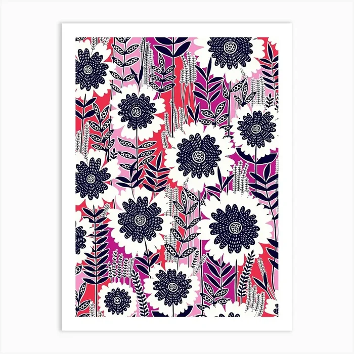 Retro Garden – Pink Art Print by Rachel Parker Designs