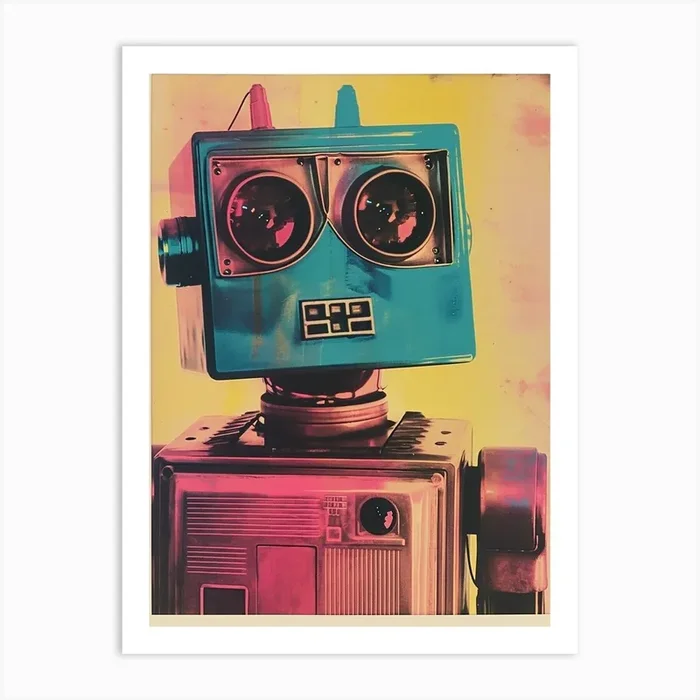 Retro Robot Polaroid 1 Art Print by Bubblegum Kitsch