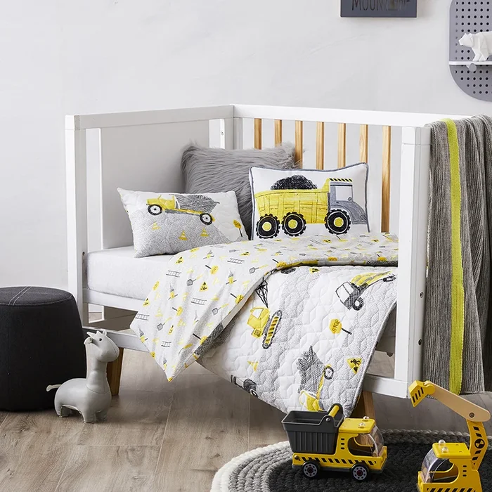 Roadworks Quilted Cot Quilt Cover Set