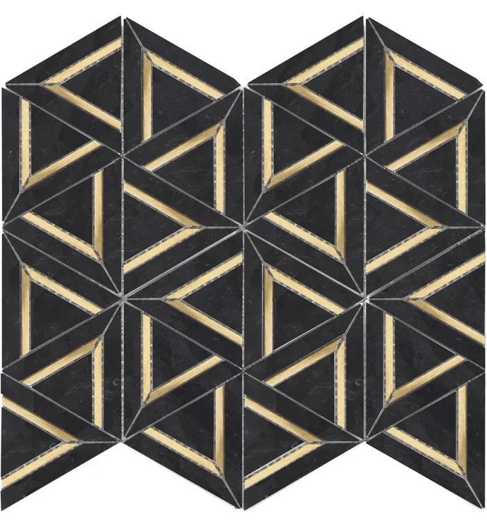 Roca Rockart – Nero Marquina Metal (12 “x14 ” Mosaic)