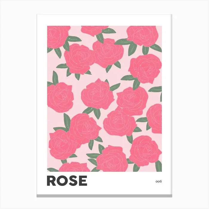 Rose June Birth Flower Canvas Print by Alaina Creates