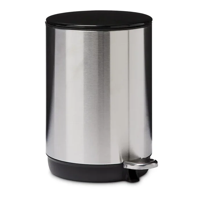 Round Brushed Steel Dust Bin