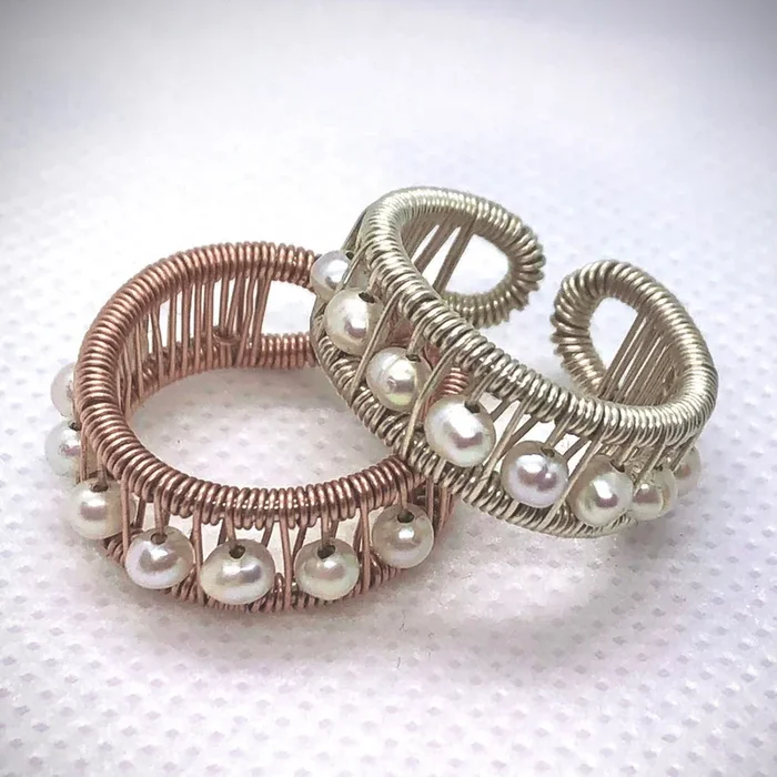 Row of Pearls Ring – Sterling Silver, Large (Size 8-10)