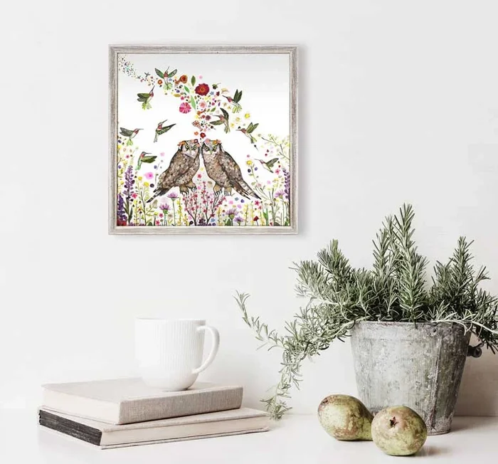 Ruby Throated Hummingbird Watch Mini Framed Canvas